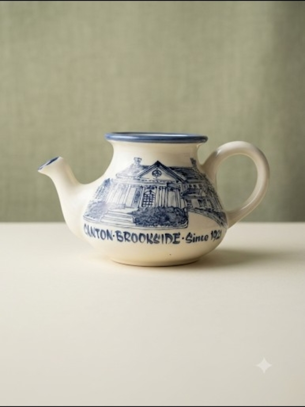 Vintage Stamp Art Pottery Wax Warmer - Canton Brookside Since 1921 - Zanesville,